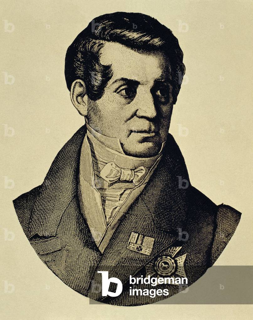 August Wilhelm von Schlegel (1767-1845). German writer. Portrait (engraving)