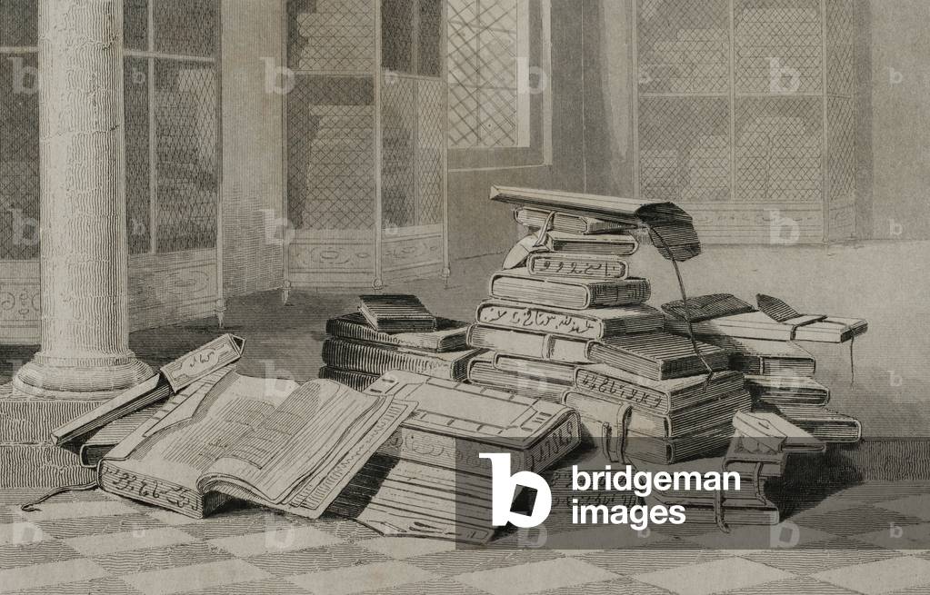 Ottoman Empire. Turkish books, 1840 (Engraving)