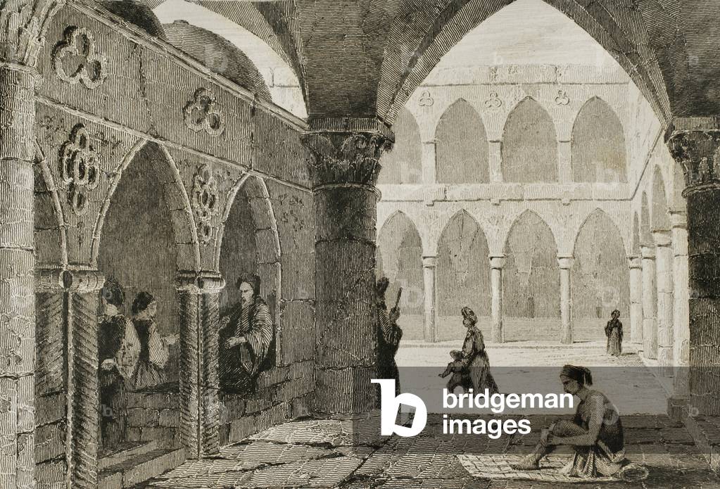 Ottoman domination. Acre (today Akko in northern territory of Israel). Bazaar at Saint Jean d'Acre. Engraving, 19th century.