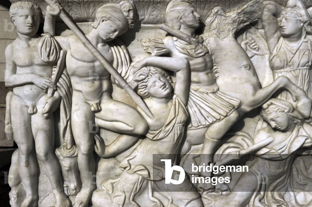 Battle between the Amazons and the Greeks, relief from the Amazon sarcophagus (marble)