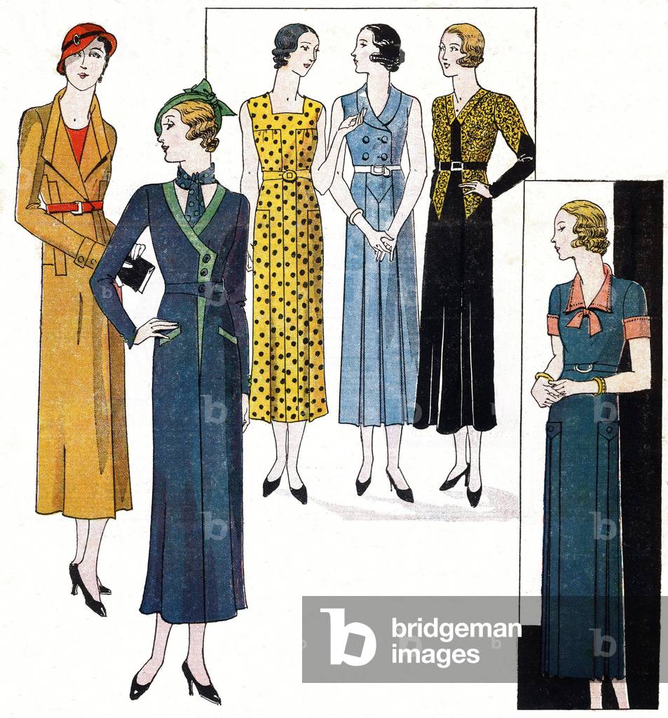 Fashion feminine francaise, 1932. In “Le petit echo de la mode”, 1932.