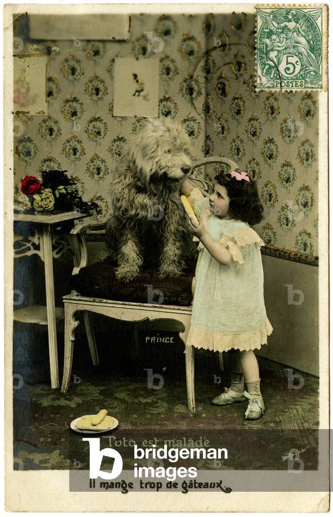 Postcard: Toto is sick, he's eating too much cake, Prince (printed paper)
