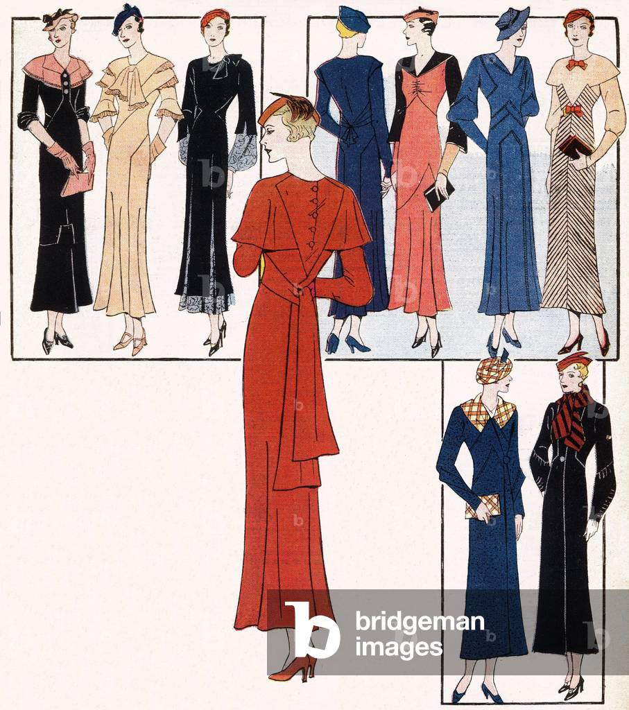 Fashion feminine francaise, 1933. In “Le petit echo de la mode”, 1933.