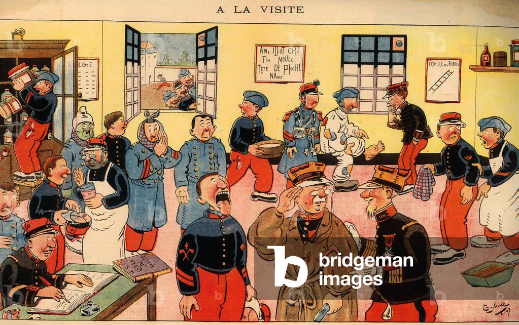 Military caricatures, double page spread from 