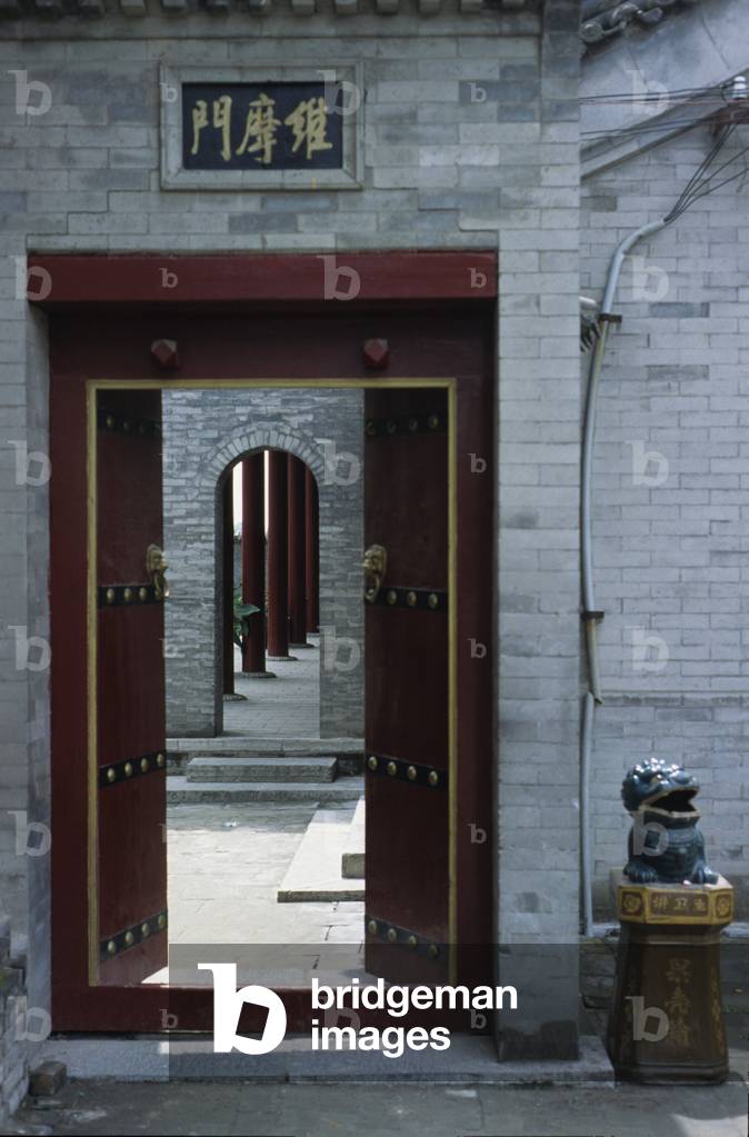 Door to the entrance of a building, China.
