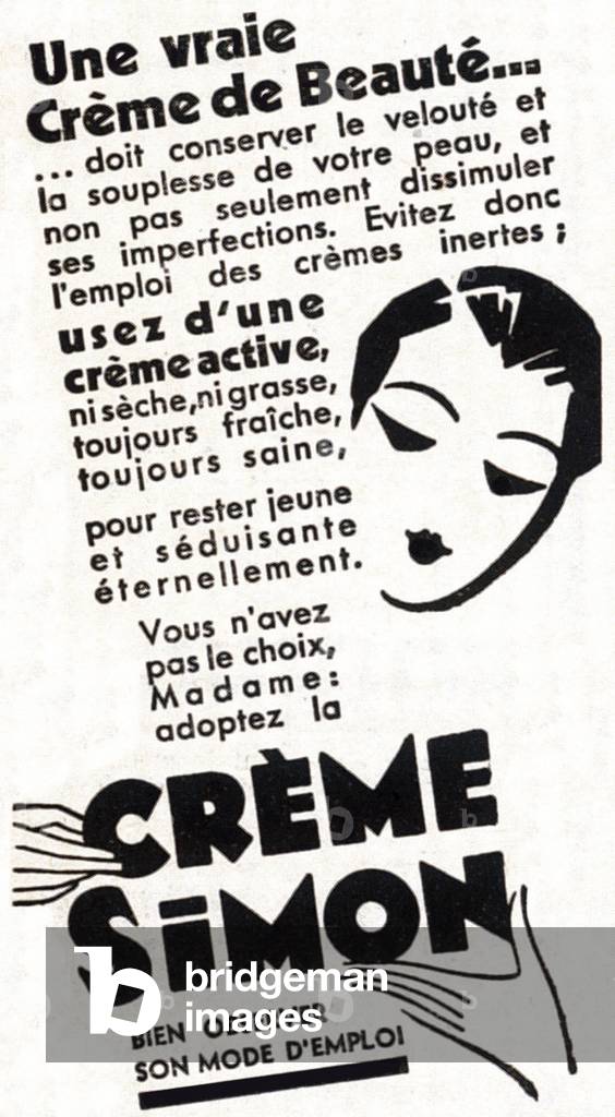 Advertising for the beauty product “” Creme Simon””, 1933.