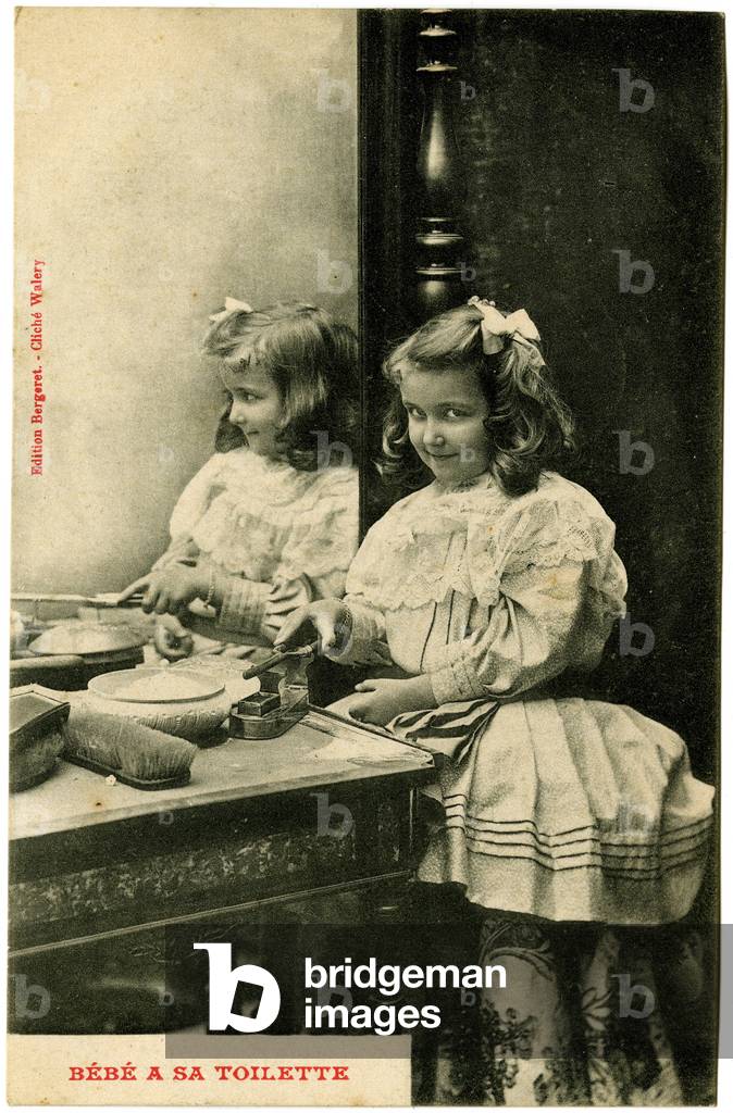 Postcard: baby has his toilet, Bergeret editions, Walery cliché (printed paper)