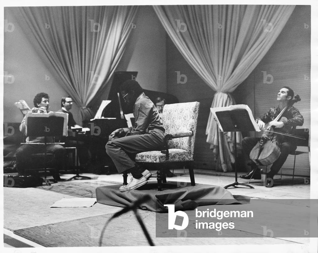 Julius Eastman, composer and vocalist, rehearsing Peter Maxwell Davies' Eight Songs for a Mad King, 1 November 1970
