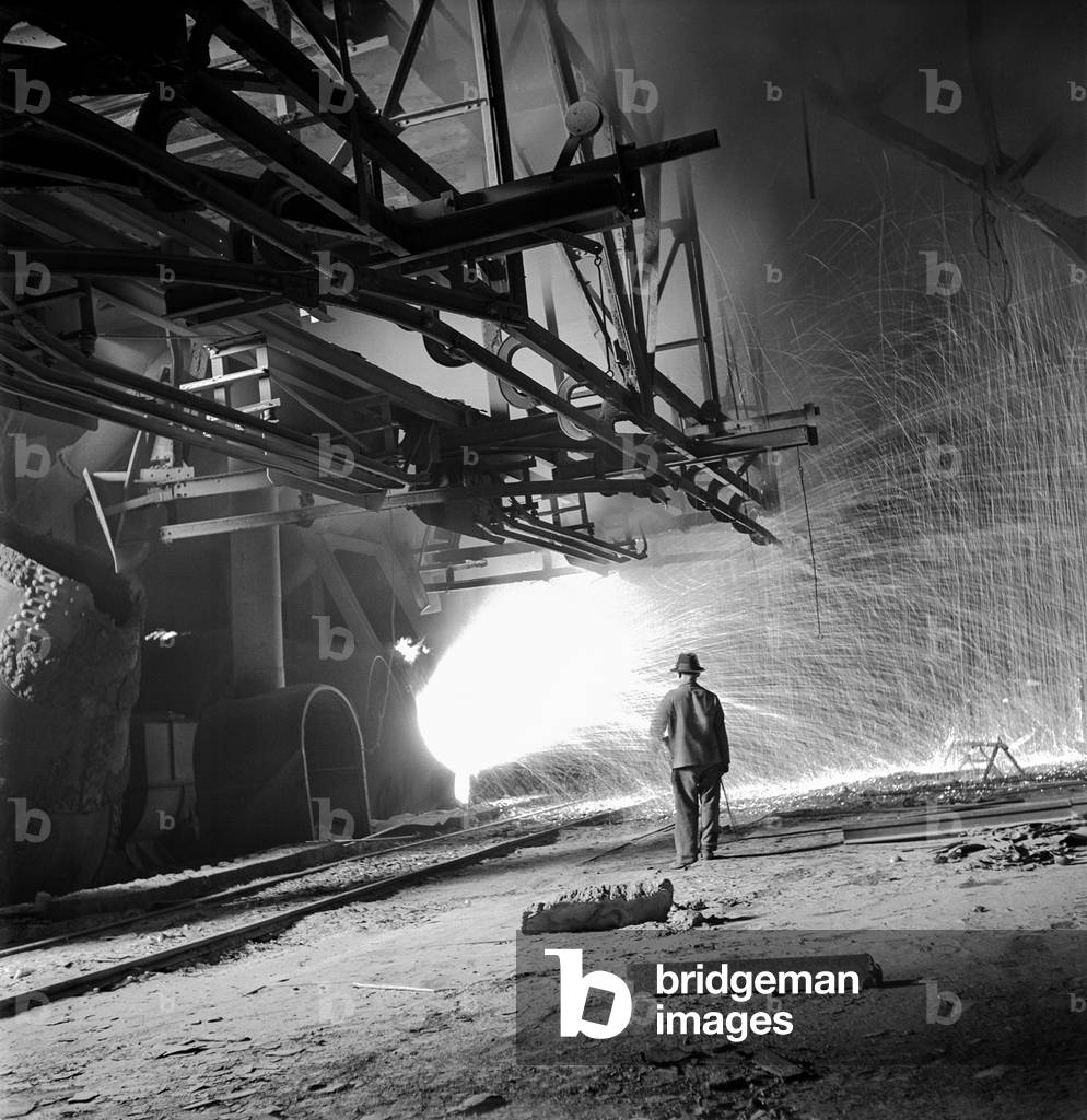 Steel Factory, Germany, 1948-49 (b/w photo)