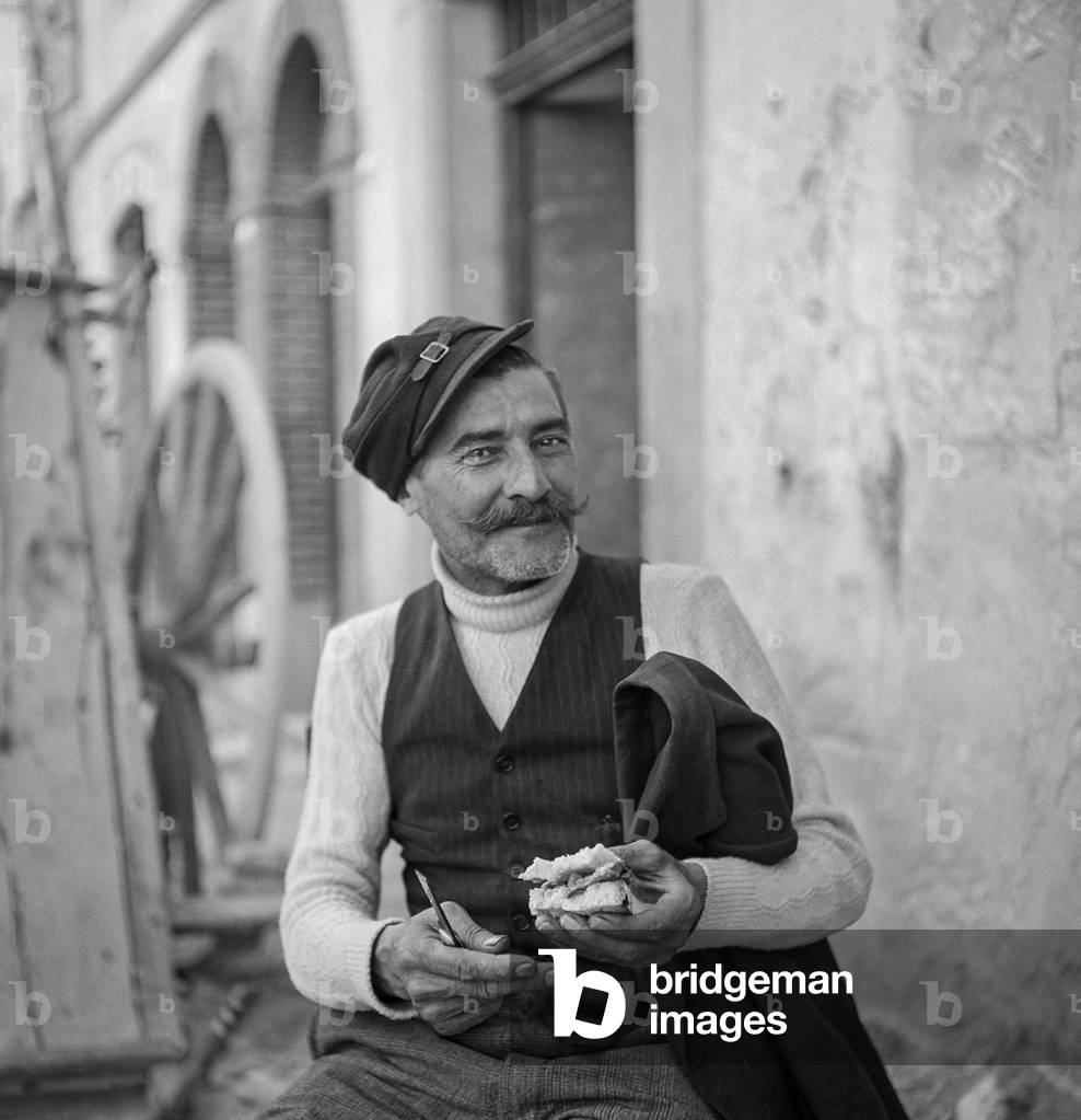 Vincento, the local electrician, Bonefro, Italy, 1947 (b/w photo)