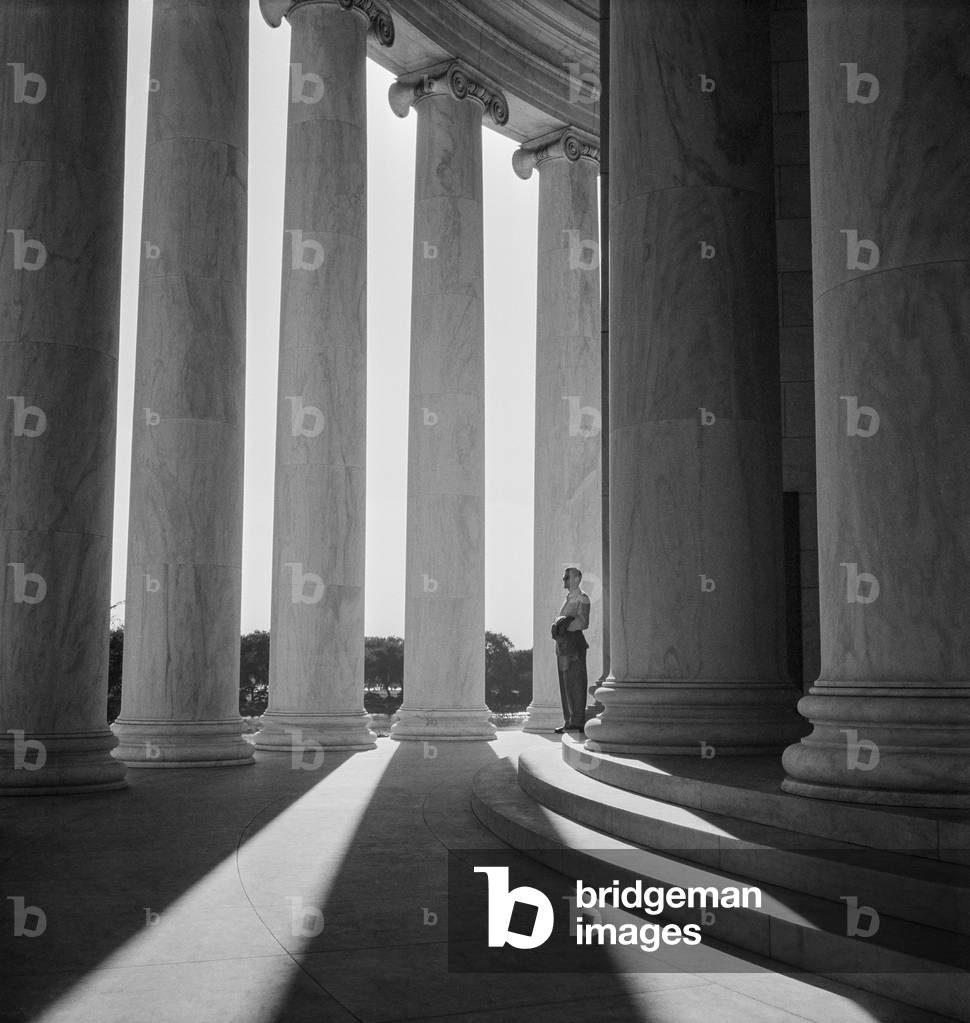 Long shadows at the Jefferson Memorial, Washington DC, 1948 (b/w photo)