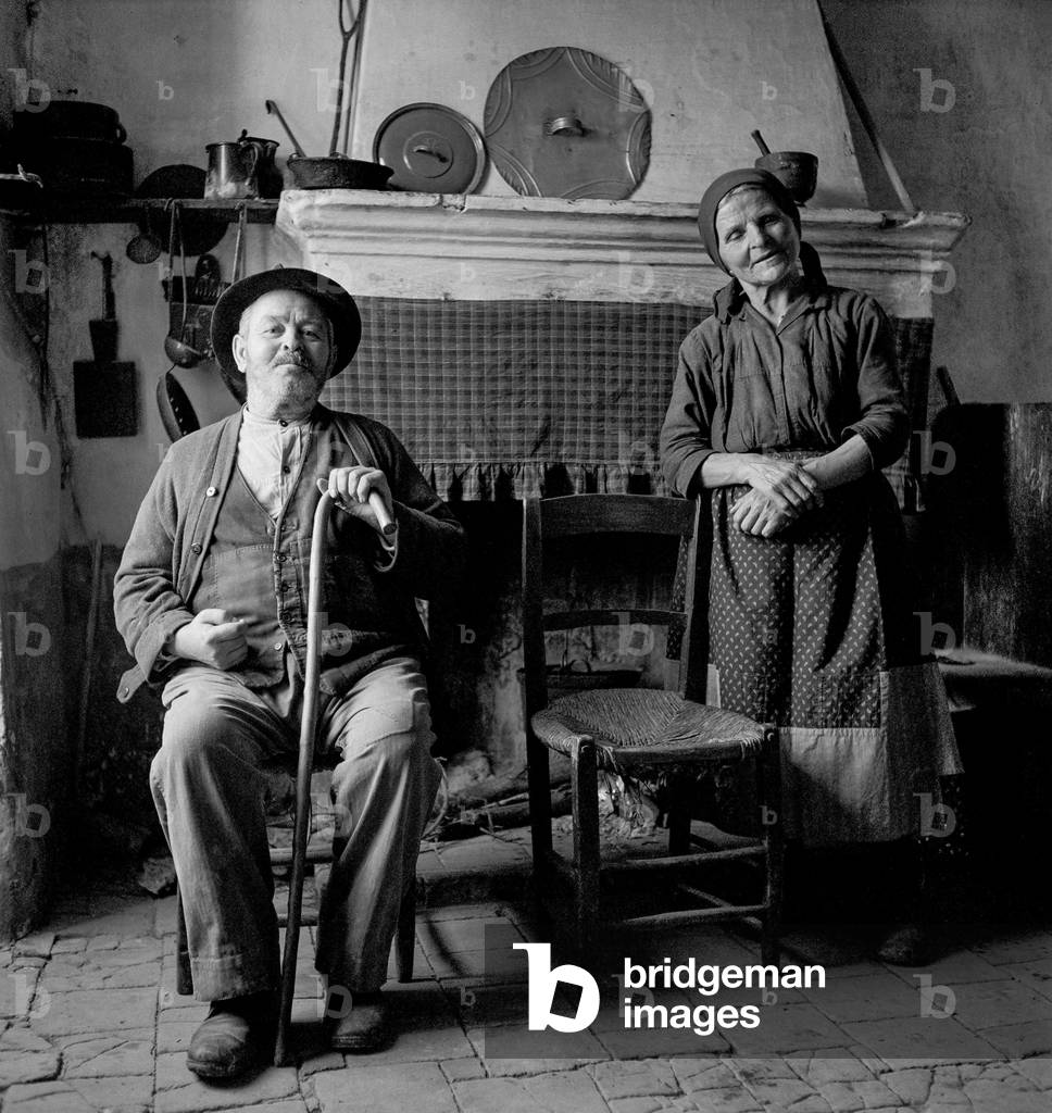 Old Positano Couple, 1947 (b/w photo)