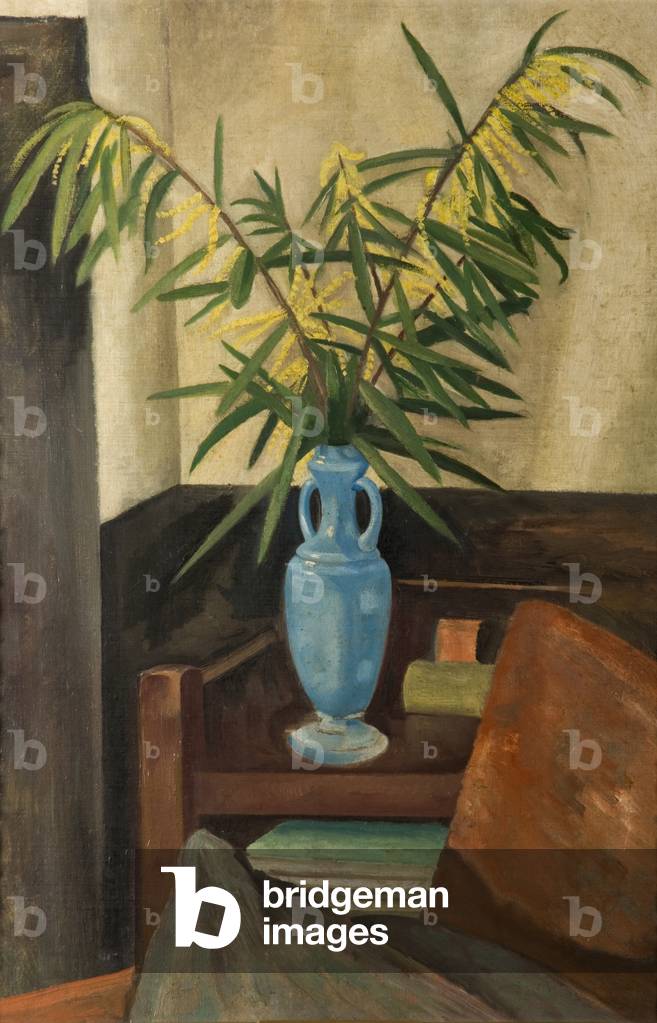 Fiori in un vaso blu (olio su tela)