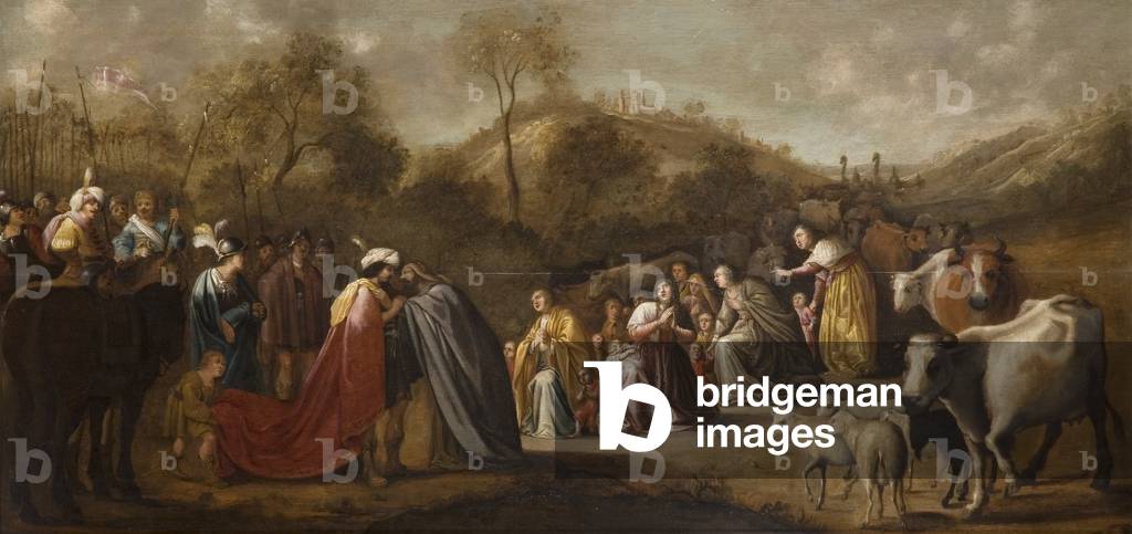 Das Treffen von Jakob und Esau (Öl auf Tafel)