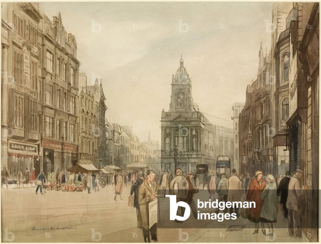 Bigg Market, Newcastle upon Tyne (pen & ink with watercolour on paper)