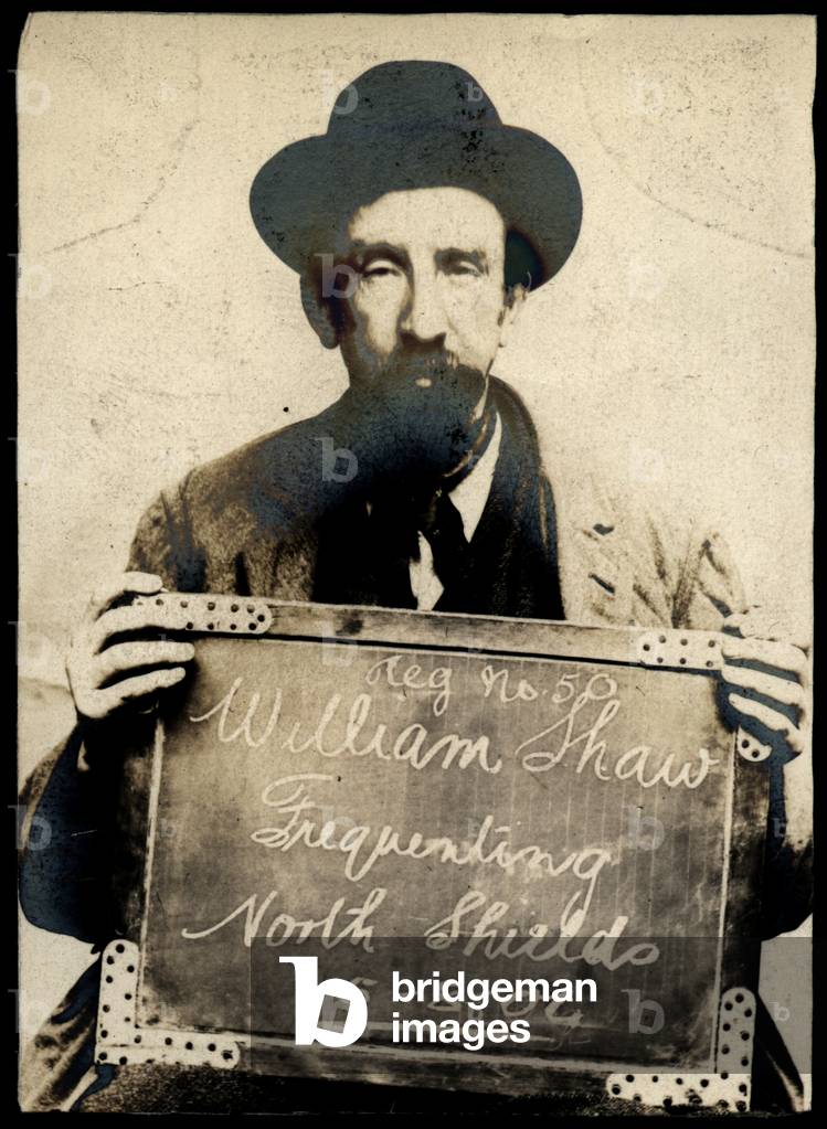 William Shaw, arrested for frequenting the Electric Tram Cars, North Shields, UK, 1904 (b/w photo)