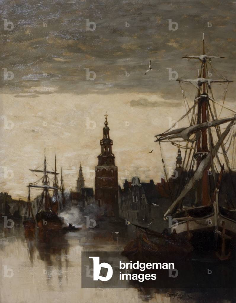 Old Watch Tower, Amsterdam (oil on canvas)