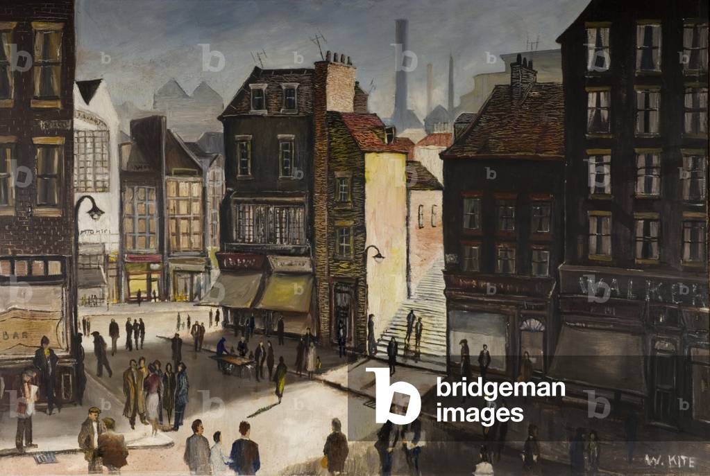 strada scena no 1 olio su hardboard