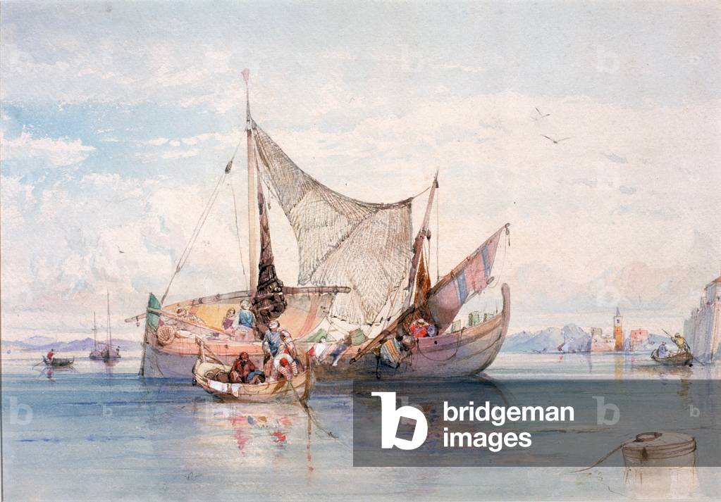 Boats on a North Italian Lake (bodycolour)