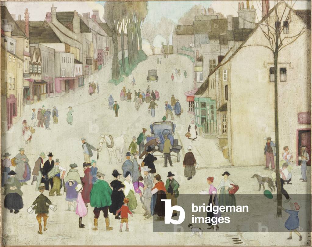 High Street, Burford, 1922 (Öl & Bleistift auf Leinwand)