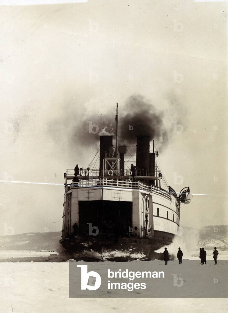 The ice-breaking train ferry steamer 'SS Baikal', Yard No. 647, Lake Baikal (b/w photo)