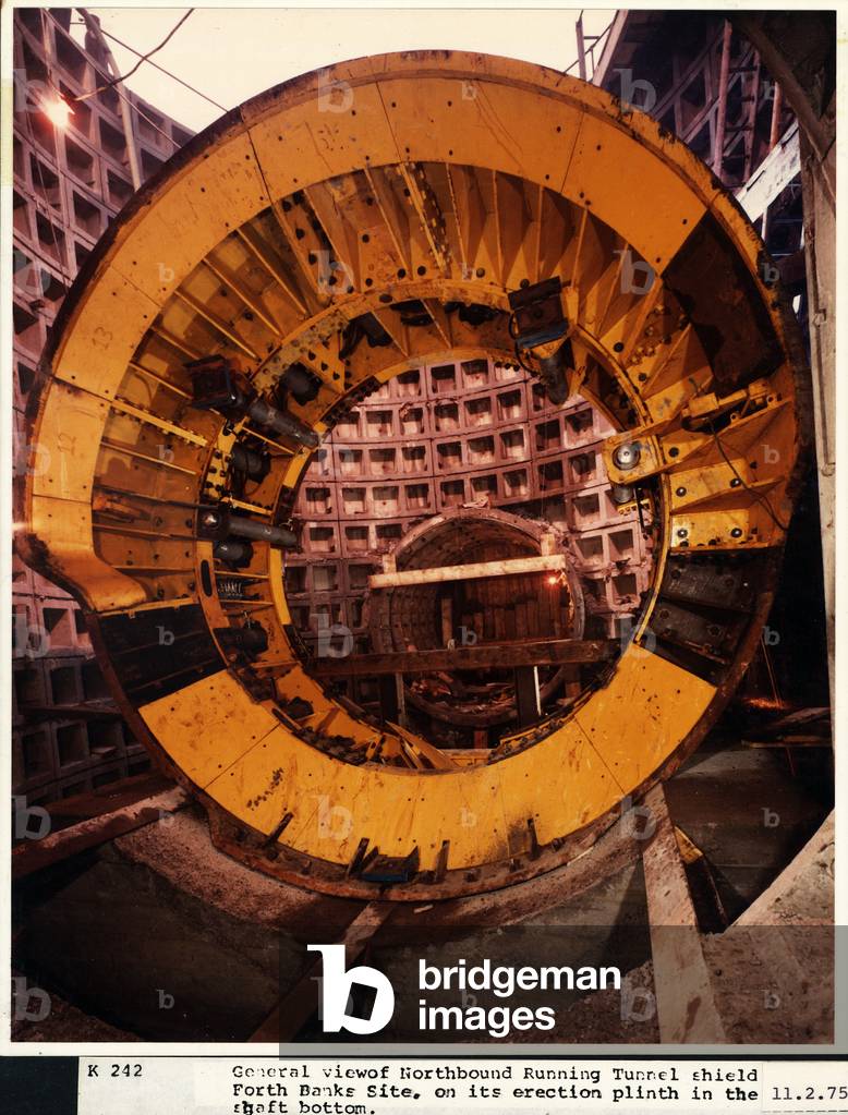View of the North Bound Running Tunnel Shield on its Erection Plinth, Tyne & Wear, UK, 11th February 1975 (photo)