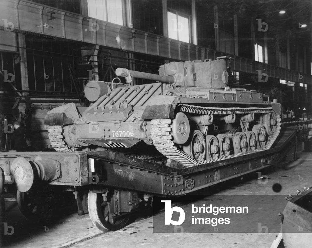 Valentine Tank ready for delivery, Elswick Works, Newcastle upon Tyne, UK, 1942 (b/w photo)
