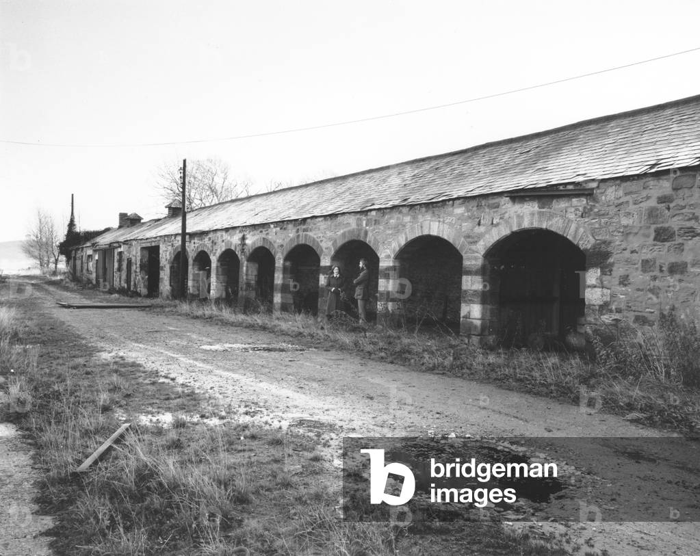 View of Biddick Farm buildings, Washington, Tyne and Wear, UK, c.1972 (b/w photo)