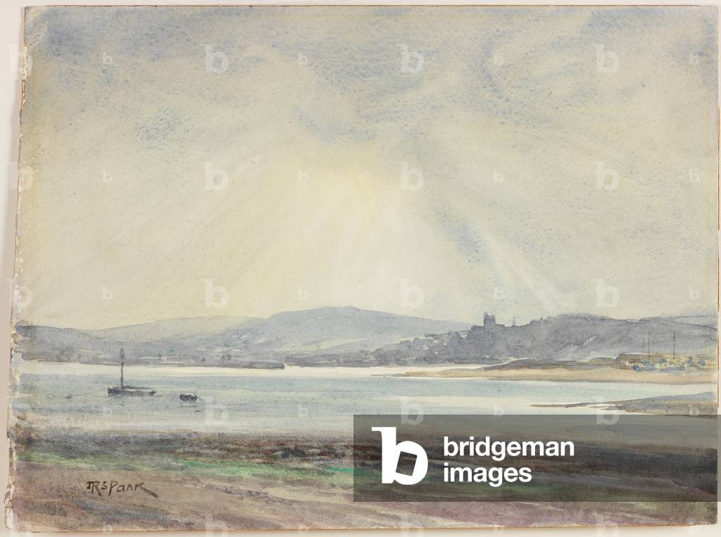 River Scene, Evening (pencil & w/c on card)