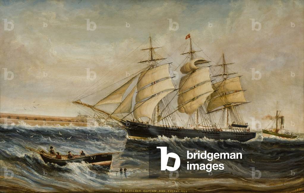 The Agincourt entering the Tyne (oil on canvas)