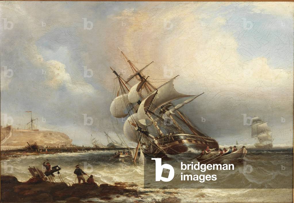 Shipwrecks off the Tyne, before construction of the Piers  (oil on canvas)