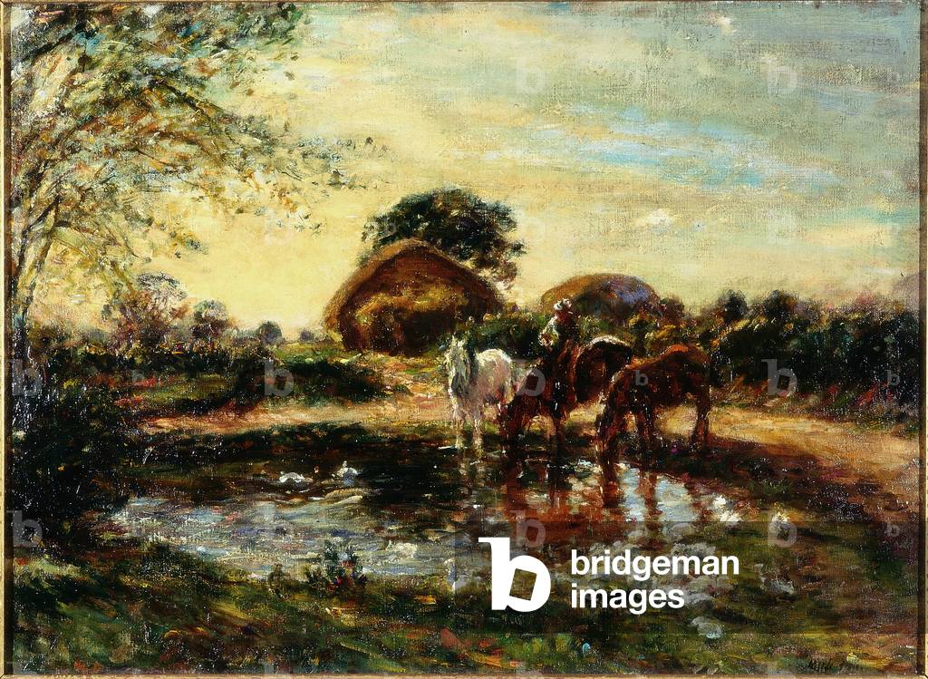 The Farm Pond (oil on canvas)