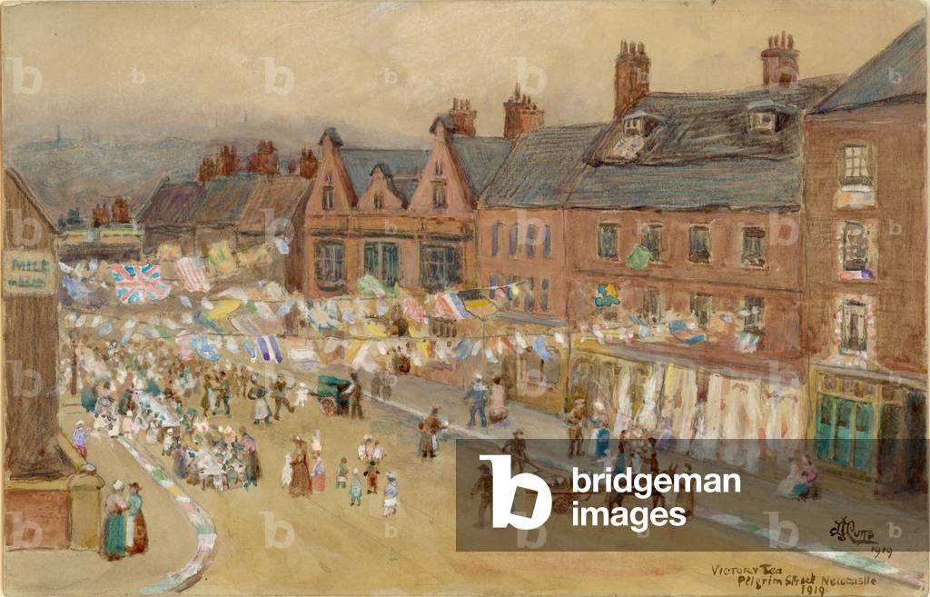 Victory Tea, Pilgrim Street, 1919 (b/c, pencil & watercolour on paper)