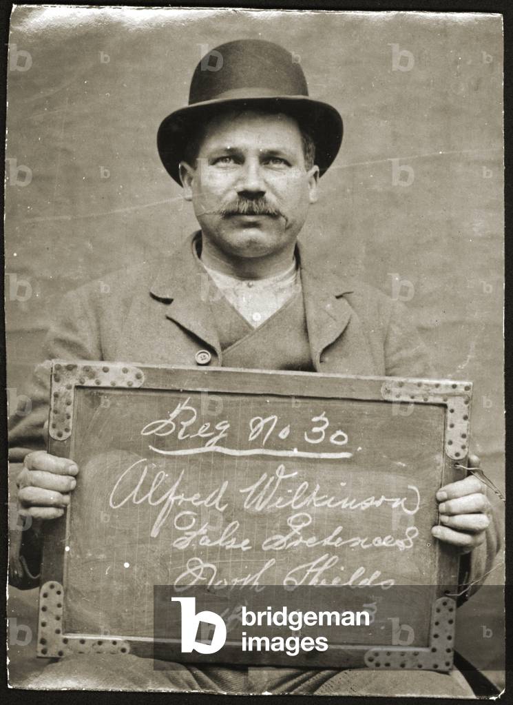 Alfred Wilkinson, clerk, arrested for obtaining money by false pretences, North Shields, UK, 1903 (b/w photo)