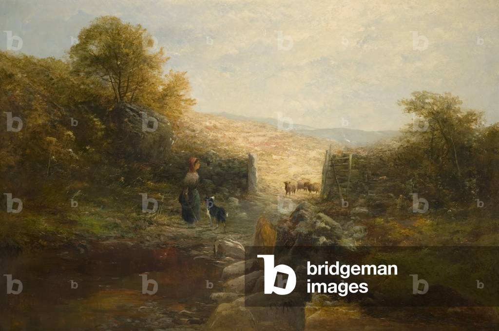 Bild von Gemälde "Hirtin mit Schaf (öl auf leinwand)" von William Linnell