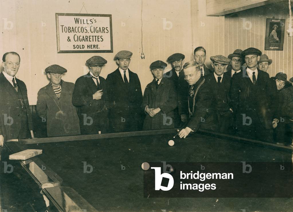 Opening of Benwell Billiard Saloon, Newcastle, UK, 1924 (b/w photo)