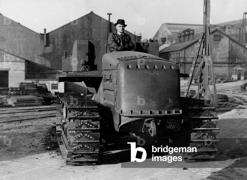 New tractor at the Elswick Works, UK, 1949 (b/w photo)
