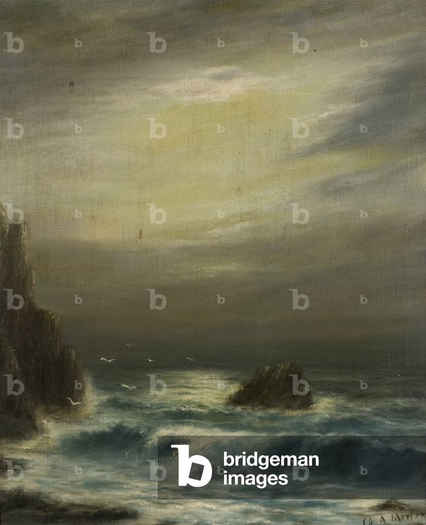 Stormy Sea and Rocks (oil on canvas)