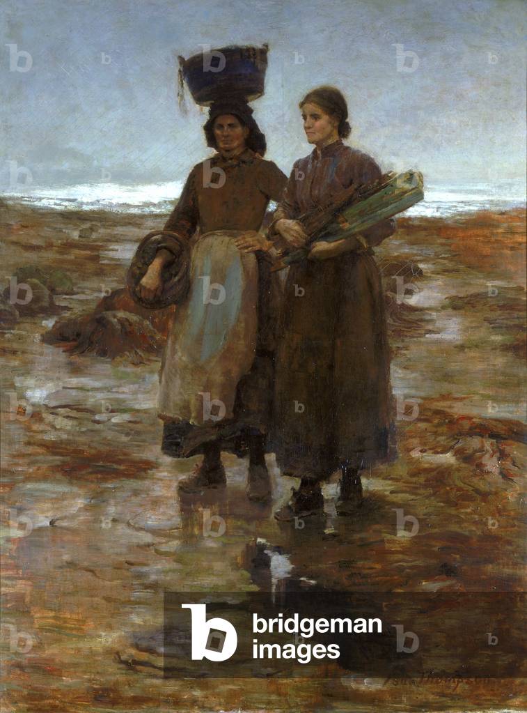 Image of Painting depicting Fisherfolk (oil on canvas), 19th century by Isa Thompson