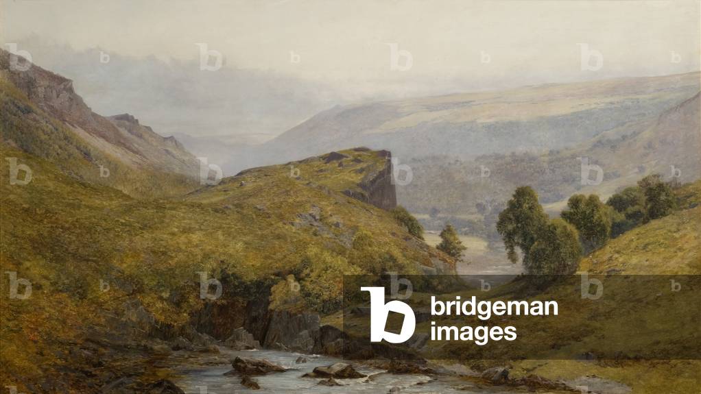 A Fine Morning in the Valley of the Lledr, North Wales  (oil on canvas)