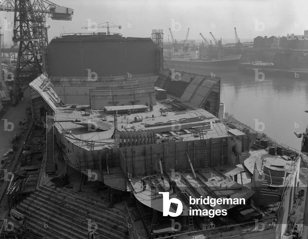 Progress shot of 'Naess Crusader' at North Sands, Sunderland, UK, 1972 (b/w photo)