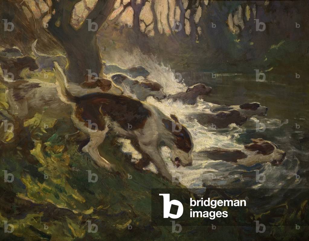 Otter Hunting (Tempera auf Papier)