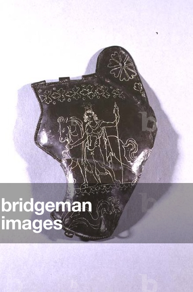 Bronze cheekpiece from a helmet from South Shields, late 2nd to early 3rd century