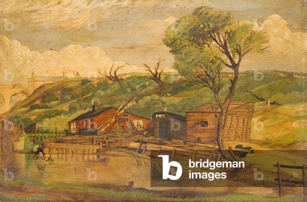 Landscape with Pond (oil on board)