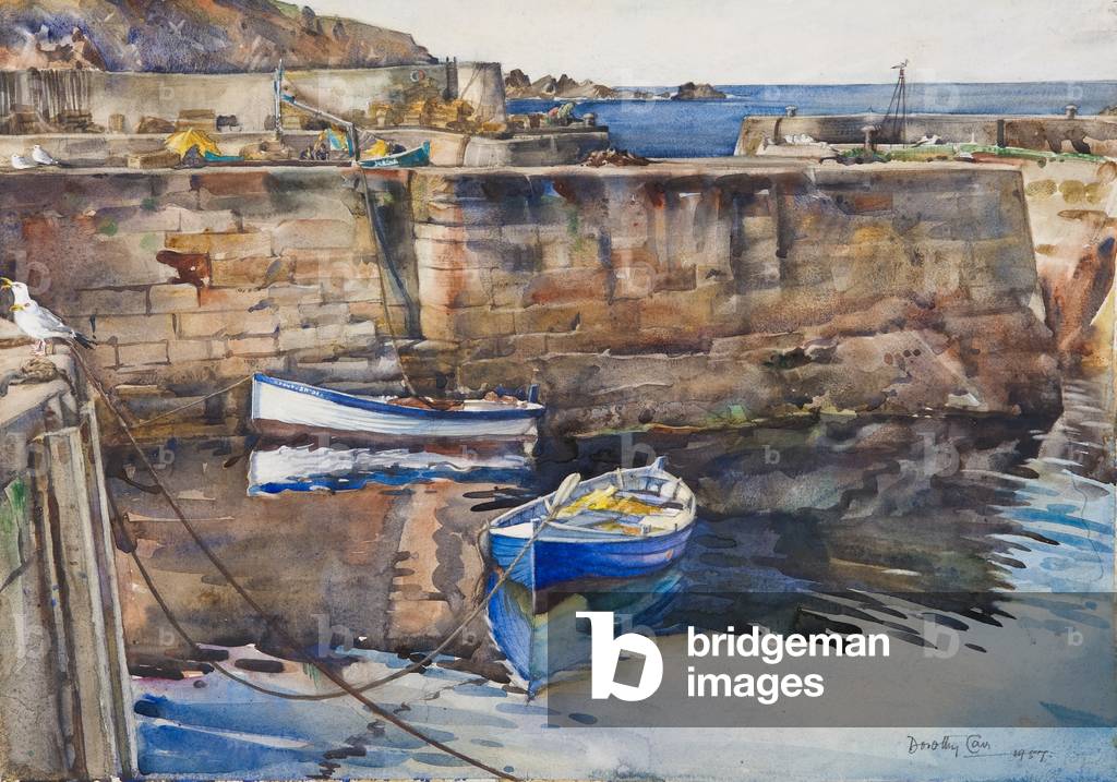 Idle Boats, St Abb's Harbour, Berwickshire, 1957 (pencil, gouache & w/c on paper)