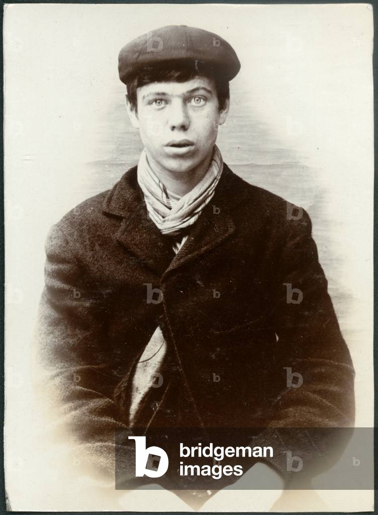 John Scott, arrested for stealing from a shop-door, North Shields, UK, 1906 (b/w photo)