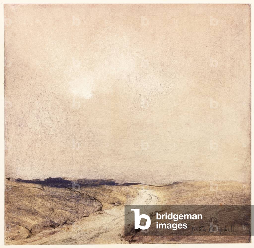 Yorkshire Moorland (pencil & w/c on paper pasted on card)