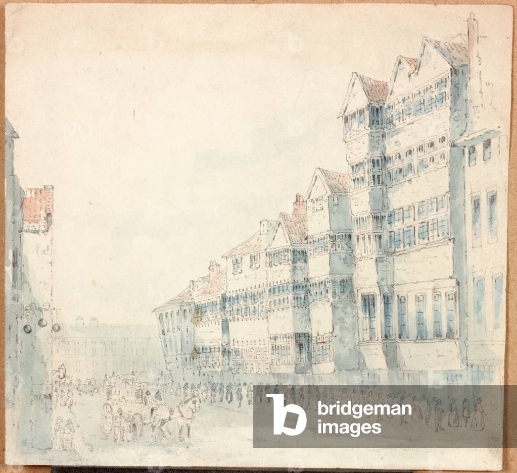 Street Scene, 1843 (pencil & w/c on paper)