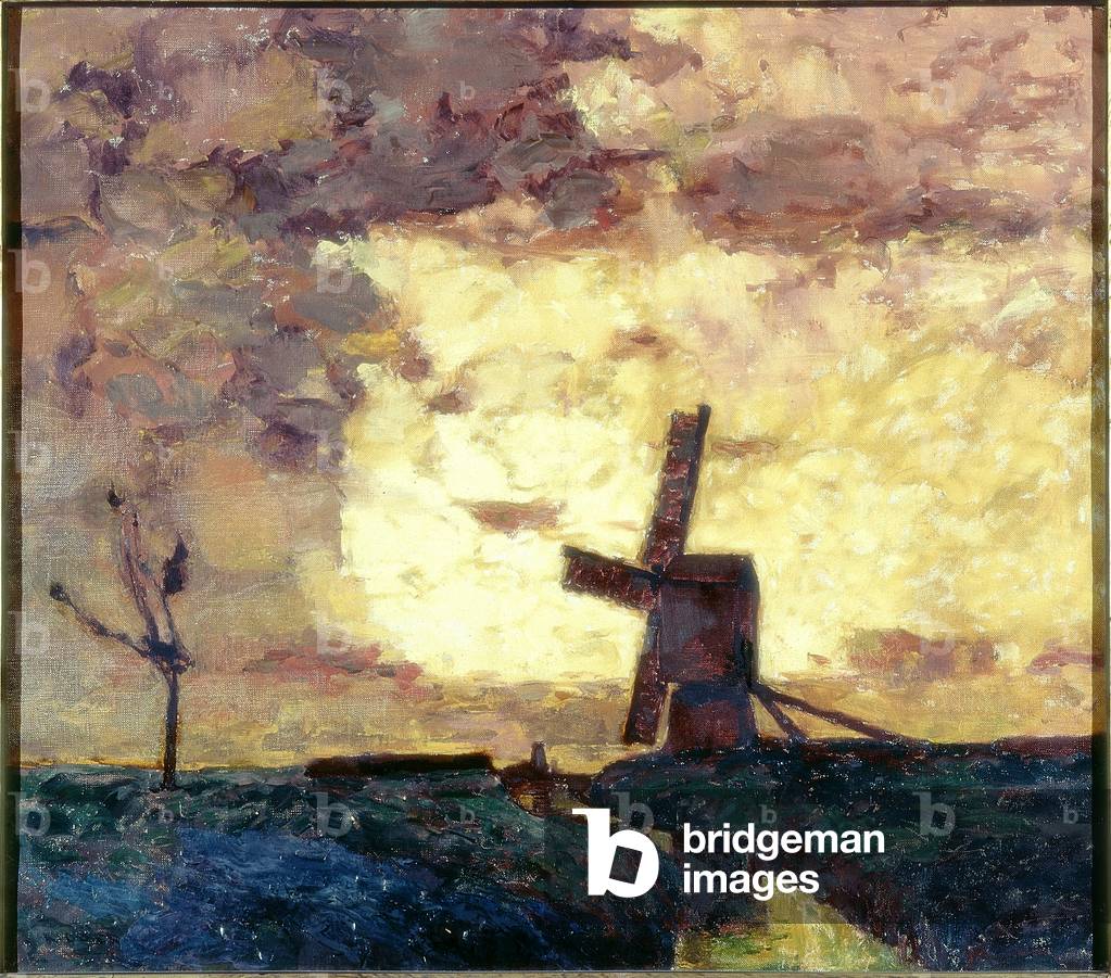 Windmill and Dyke (oil on canvas)