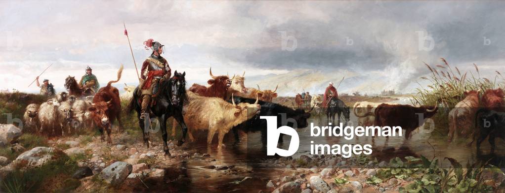 Immagine di Dipinto "Un Border Raid su un inglese Castello", 1880 di Richard Beavis